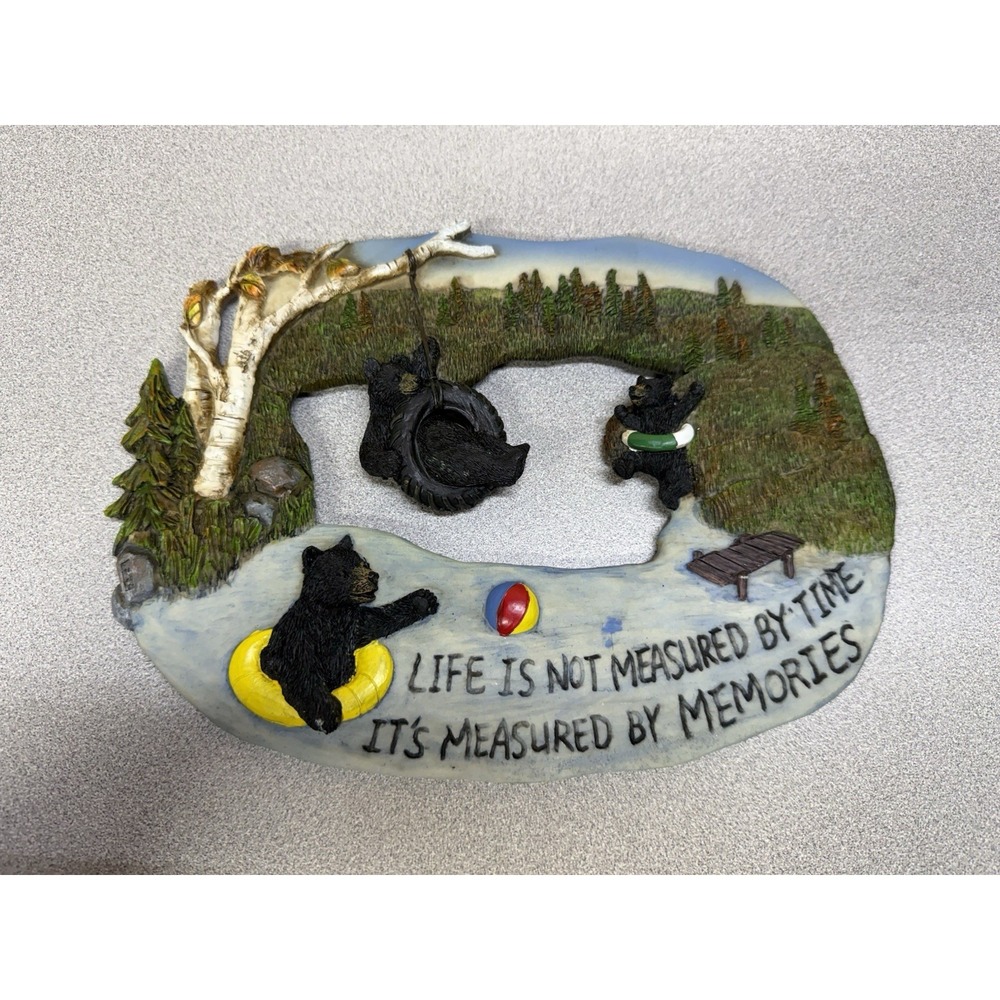 New Pine Ridge Resin Swimming Bears Memories Plaque Wall Art Decor 10x8"